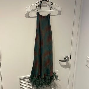 WeWoreWhat high neck open back fringe dress